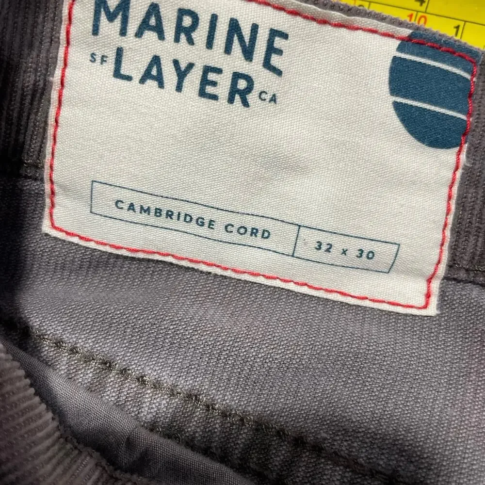 Marine Layer Pants Men’s 32 X 30 Faded Dark Gray Corduroy Cambridge Cord Casual